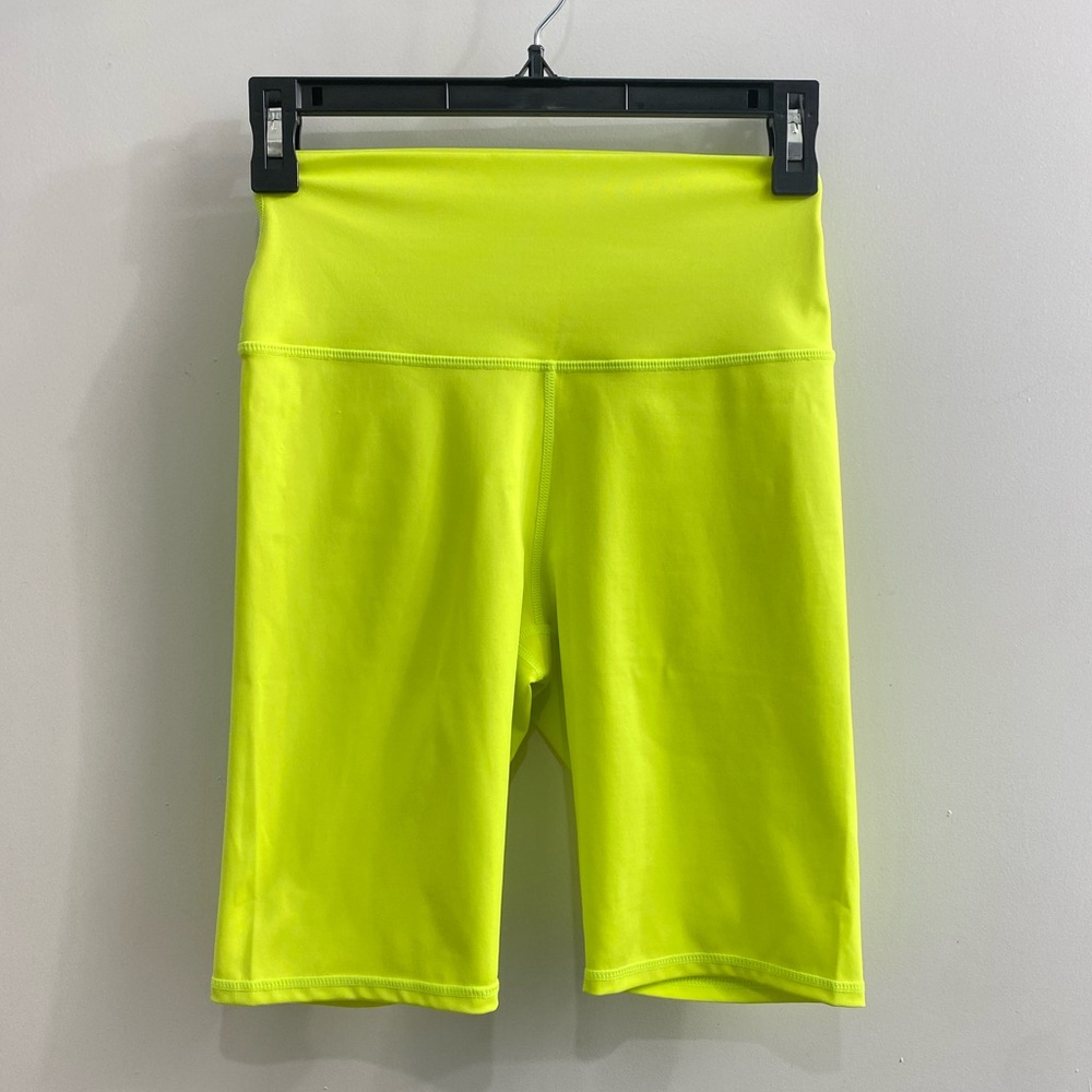 Alice and Olivia Neon Yellow High-Rise Bike Shorts Size M